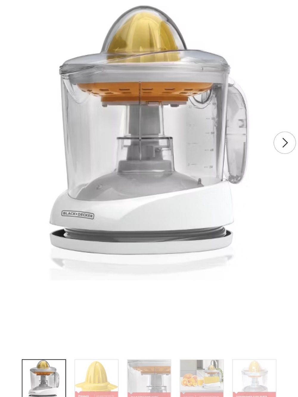 BLACK+DECKER 32oz Electric Citrus Juicer, CJ625, Pressure Activated, Adjustable